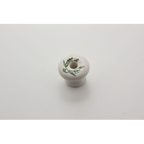 Lille porcelænsknop med grønne blade