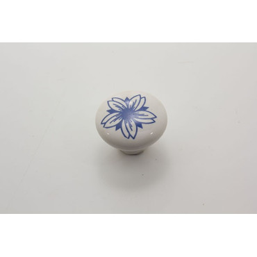 Mellem porcelænsknop med blå blomst