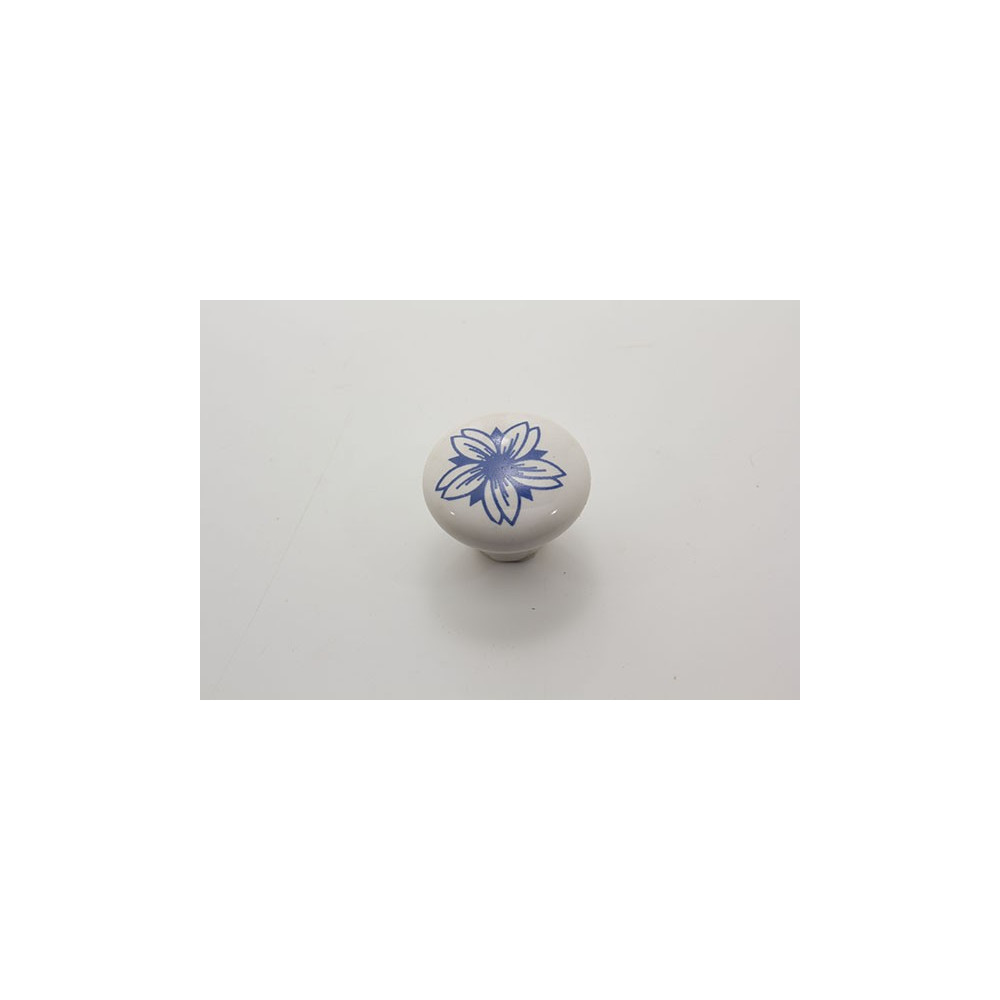 Mellem porcelænsknop med blå blomst