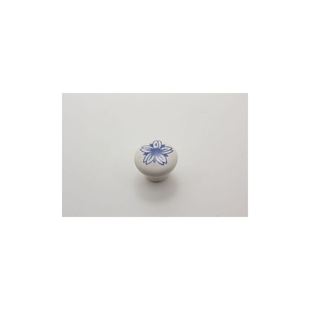 Lille porcelænsknop med blå blomst