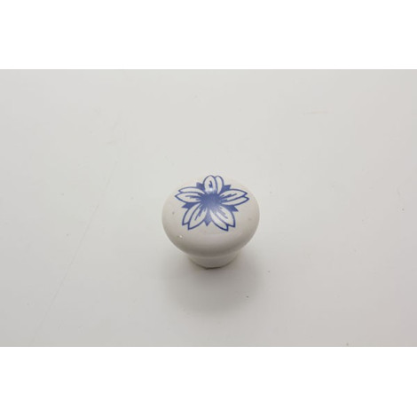Lille porcelænsknop med blå blomst