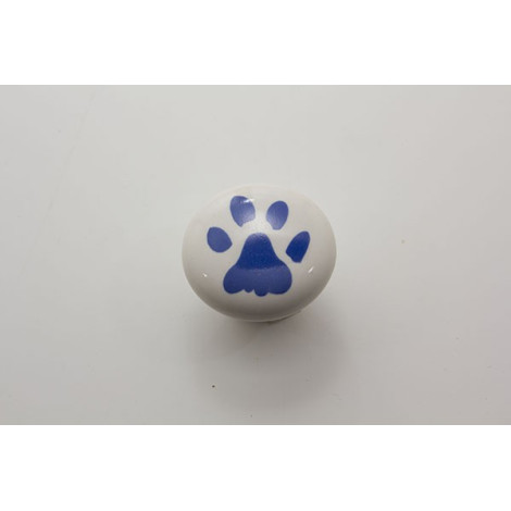Porcelænsknop med blå hundepote